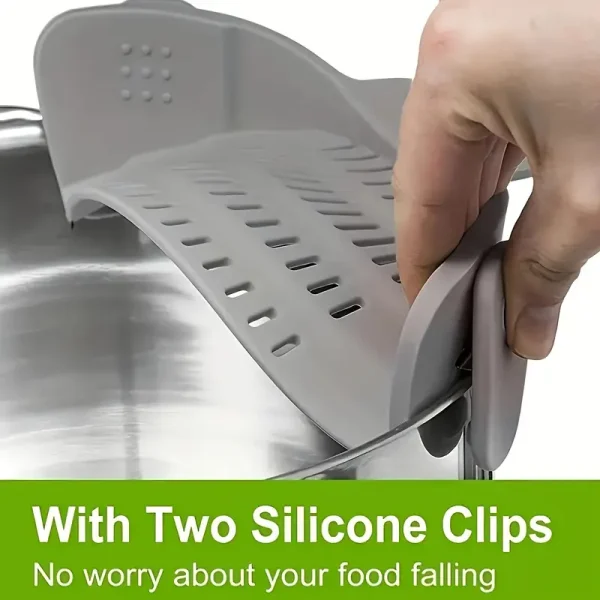 1pc, Strainer, Silicone Pot Strainer, Adjustable Silicone Clip On Strainer For Pots Pans And Bowls, Kitchen Pot Strainer, Hand Held Pot Drainer, Fruit Washing Filter For Noodles Pasta Veggies, Food Strainers, Colander With Clip, Kitchen Tools - Image 3