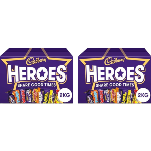 Cadbury Heroes Chocolate Bulk Sharing Box 2kg Milk Chocolates Individually Wrapped (Pack of 2)