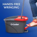 O-Cedar EasyWring Microfiber Spin Mop, Bucket Floor Cleaning System, Red, Gray
