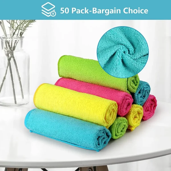 Cloth,12 Pack Cleaning Rag,Cleaning Towels with 4 Color Assorted,11.5"X11.5"(Green/Blue/Yellow/Pink) - Image 9
