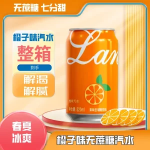 lanz橙子味汽水网红饮品水冰镇果味饮料橙味气泡水整箱(24瓶)