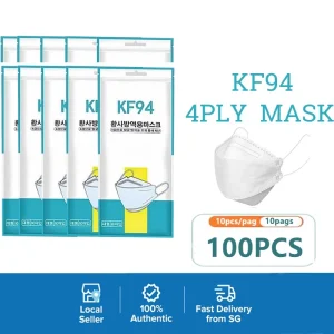 100PCS KF94 Mask 4 PLY 3D Earloop Protection Face Mask Breathable comfortable 95% Filter effect