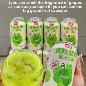 Green Grape Chunky Pulp Juice – Multi-Flavor Fruit Drink, 320ml（5 cans）
