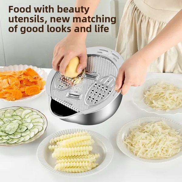 304 Stainless Steel Grater Bowl with Strainer – Multi-Functional Fine Mesh Basin for Washing, Draining, and Mixing Fruits & Vegetables