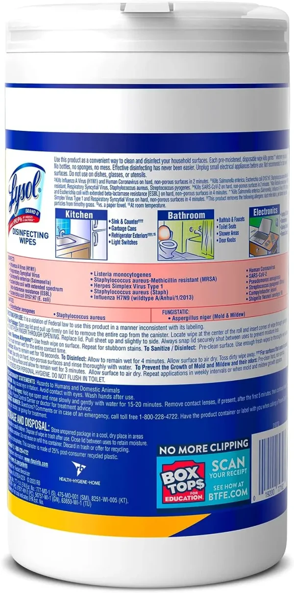 Surface Antibacterial Cleaning Wipes, For Disinfecting and Cleaning, Lemon and Lime Blossom, 80 Count (Pack of 4) - Image 6