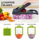 16 in 1 Vegetable Chopper - Multifunctional Manual Food Slicer Dicer, Kitchen Cutter with Container, Mandoline for Onion, Carrot, Garlic - Uncharged Plastic Kitchen Gadget Set with Drain Basket