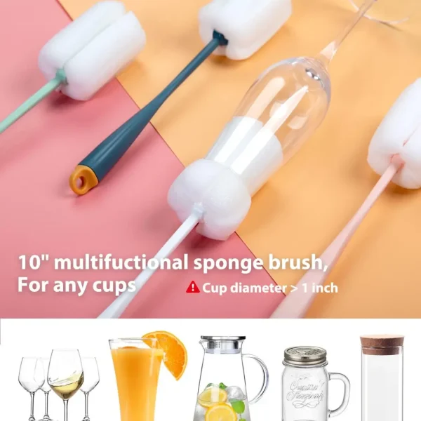 Holikme 8 Pack Bottle Brush Cleaning Set, Long Handle Bottle Cleaner for Washing Narrow Neck Beer Bottles Wine Decanter Narrow Cup Pipes Sinks Cup Cover, White - Image 7