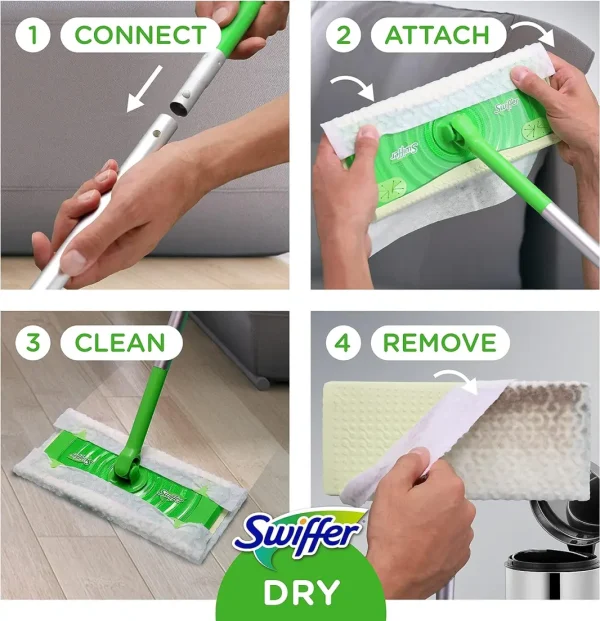 Swiffer Sweeper 2-in-1 Mops for Floor Cleaning, Dry and Wet Multi Surface Floor Cleaner, Sweeping and Mopping Starter Kit, Includes 1 Mop + 19 Refills, 20 Piece Set - Image 2