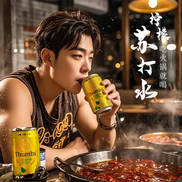 0糖0卡0脂Thumbs/沙姆斯 真柠檬原味苏打水无糖气泡水碳酸饮料(8瓶) - Image 2