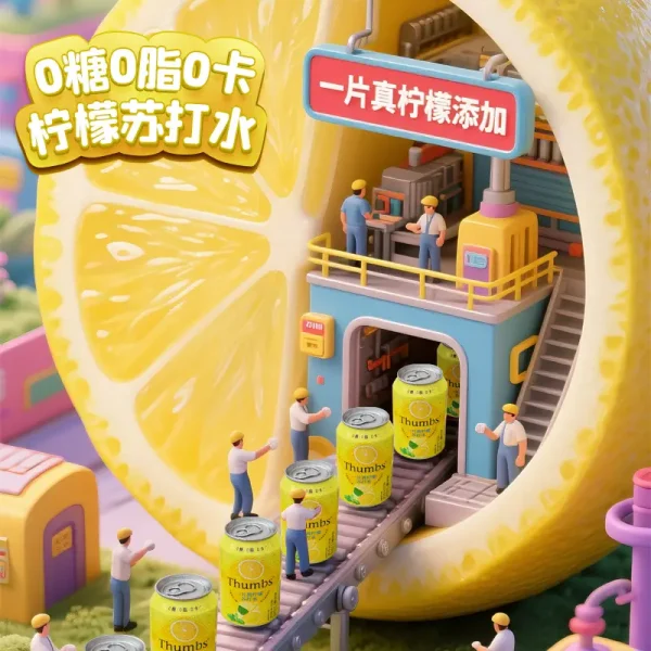 0糖0卡0脂Thumbs/沙姆斯 真柠檬原味苏打水无糖气泡水碳酸饮料(8瓶) - Image 3