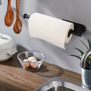 1pc Paper Towel Holder, Creative Punching-free Paper Towel Rack, Household Wall-mounted Paper Storage Organizer, For Kitchen And Bathroom, For Roll Paper, Plastic Film And Towel, Kitchen Organizers And Storage, Kitchen Accessories