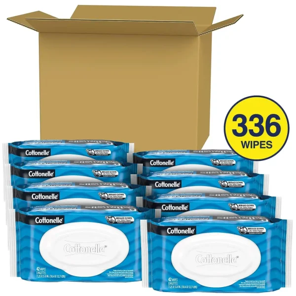 Cottonelle Freshfeel Flushable Wet Wipes, Adult Wet Wipes, 8 Flip-Top Packs, 42 Wipes per Pack (8 Packs of 42) (336 Total Flushable Wipes), Packaging May Vary - Image 2