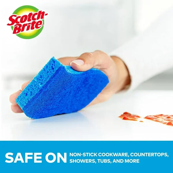 Scotch-Brite Zero Scratch Non-Scratch Scrub Sponges, Sponges for Cleaning Kitchen, Bathroom, and Household, Non-Scratch Sponges Safe for Non-Stick Cookware, 6 Scrubbing Sponges - Image 8