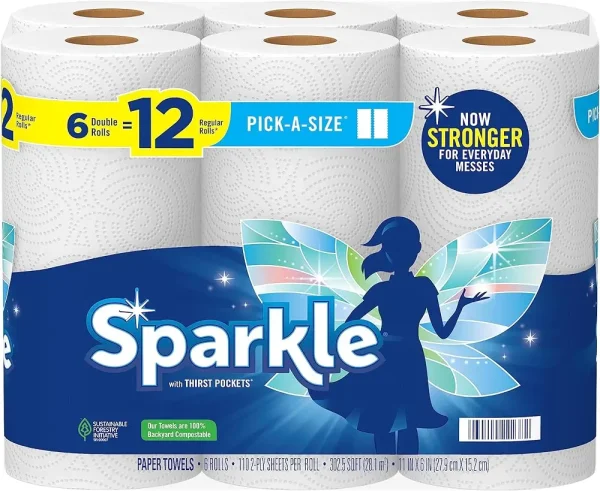 Sparkle® Pick-A-Size® Paper Towels, 6 Double Rolls = 12 Regular Rolls 1
