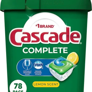 Cascade Complete Dishwasher Pods, Dishwasher tabs, Dish Washing Pods for Dishwasher, Dishwasher tablets, Lemon Scent ActionPacs, 78 Count