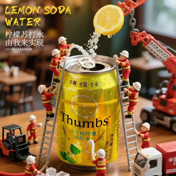 0糖0卡0脂Thumbs/沙姆斯 真柠檬原味苏打水无糖气泡水碳酸饮料(8瓶) - Image 4