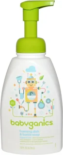 Babyganics Foaming Dish & Bottle Soap, Pump Bottle, Fragrance Free, Plant-Derived Cleaning Power, Removes Dried Milk, 16 Fl Oz, (Pack of 3), Packaging May Vary