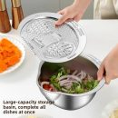 304 Stainless Steel Grater Bowl with Strainer – Multi-Functional Fine Mesh Basin for Washing, Draining, and Mixing Fruits & Vegetables