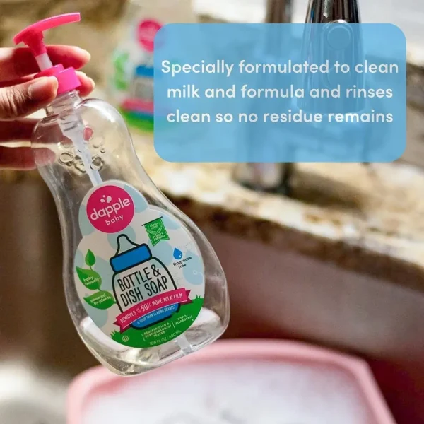 Dapple Baby, Bottle and Dish Soap Dish Liquid Plant Based Hypoallergenic 1 Pump Included, Packaging May Vary, Fragrance Free, 16.9 Fl Oz (Pack of 3) - Image 10