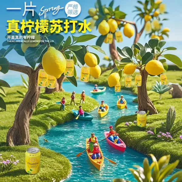 0糖0卡0脂Thumbs/沙姆斯 真柠檬原味苏打水无糖气泡水碳酸饮料(8瓶) - Image 5