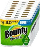 Bounty Quick-Size Paper Towels, White, 16 Family Rolls = 40 Regular Rolls