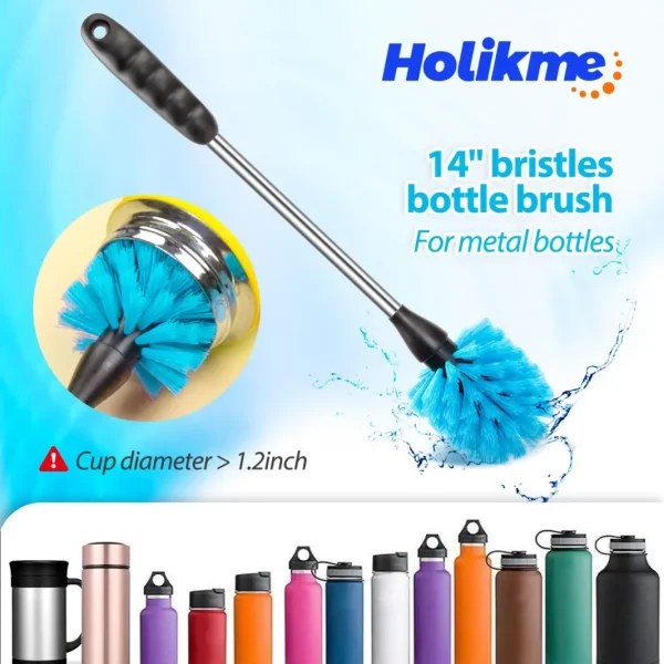 Holikme 8 Pack Bottle Brush Cleaning Set, Long Handle Bottle Cleaner for Washing Narrow Neck Beer Bottles Wine Decanter Narrow Cup Pipes Sinks Cup Cover, White - Image 5