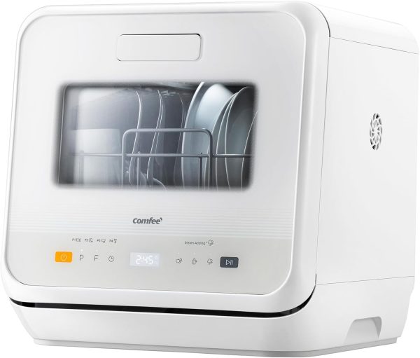 Countertop dishwasher with 6+3 programs, steam wash, baby care and fruit wash, no plumbing required, delayed start, 72 hour storage – white