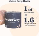 Betterway Bamboo Toilet Paper 3 Ply - Sustainable Toilet Tissue - 60 Long-Lasting Rolls - 360 Sheets Per Roll - Septic Safe - Organic, Plastic Free - FSC Certified - PFAS Free