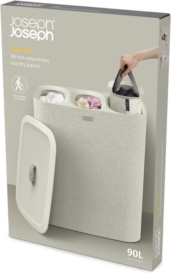 Joseph Tota Trio 90-litre Laundry Hamper Separation Basket with Lid 90-liter - Image 5