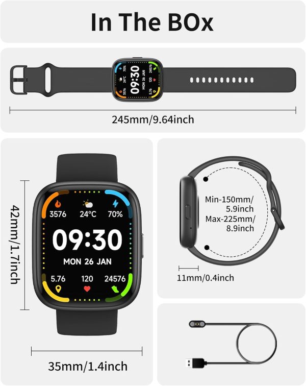 Smart Watch for Men Women, Bluetooth Calling, 1.83" HD Touch Screen Fitness Tracker, 100+ Sports Modes, Heart Rate Sleep Monitor, DIY Dial, IP68 Waterproof, Compatible with Android & iOS - Image 3