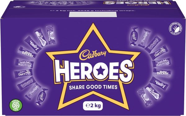 Cadbury Heroes Chocolate Bulk Sharing Box 2kg Milk Chocolates Individually Wrapped (Pack of 2) - Image 4