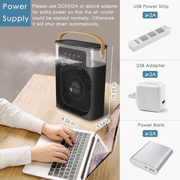 KEDESY Portable Air Conditioners Fan, 50 oz Tank Cooling fan,Evaporative Mini Air Cooler with 1-6H Timer,Personal Air Conditioner with 3 Speeds,7 LED Light, Portable AC for Room Office Desk Camping - Image 4