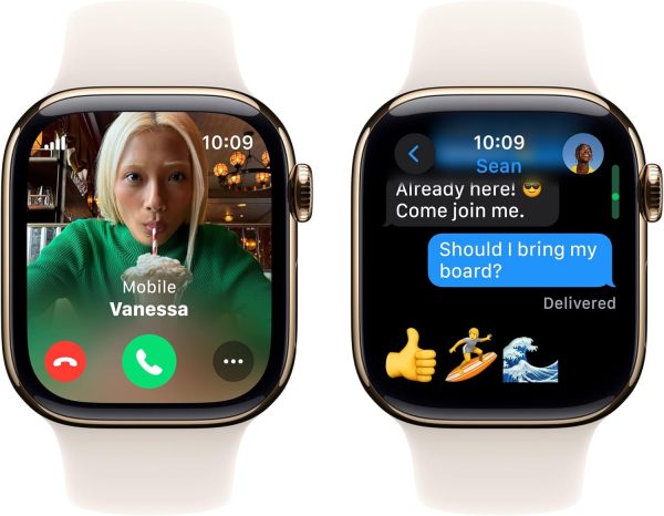Apple Watch Series 10 [GPS + Cellular, 46mm] - Gold Titanium Case with Starlight Sport Band, M/L(Limit 1 item per order) - Image 2