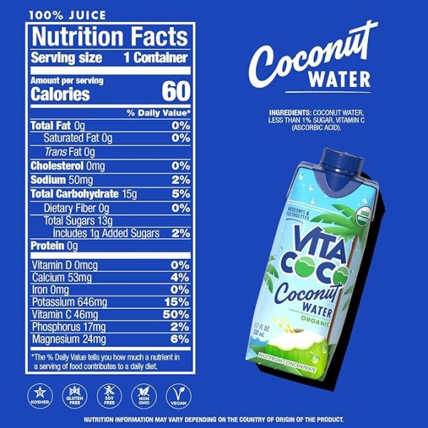 Vita Coco Coconut Water, Pure Organic | Refreshing Coconut Taste | Natural Electrolytes | Vital Nutrients | 11.1 Oz (Pack Of 12) - Image 5