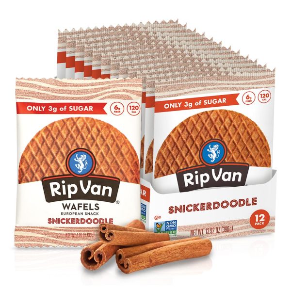 Rip Van Wafels Snickerdoodle Stroopwafels, Healthy Snacks, Non-GMO, Keto Friendly, Office Snacks, Low Sugar (3g), Low Calorie, 12 Pack - Image 2