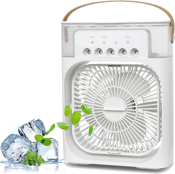KEDESY Portable Air Conditioners Fan, 50 oz Tank Cooling fan,Evaporative Mini Air Cooler with 1-6H Timer,Personal Air Conditioner with 3 Speeds,7 LED Light, Portable AC for Room Office Desk Camping