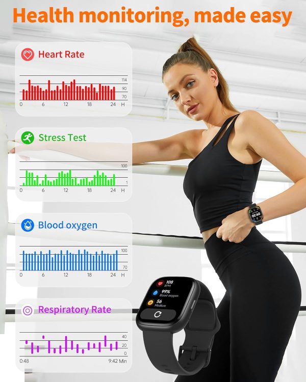 Smart Watch for Men Women, Bluetooth Calling, 1.83" HD Touch Screen Fitness Tracker, 100+ Sports Modes, Heart Rate Sleep Monitor, DIY Dial, IP68 Waterproof, Compatible with Android & iOS - Image 8