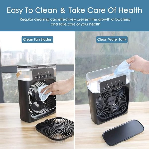 KEDESY Portable Air Conditioners Fan, 50 oz Tank Cooling fan,Evaporative Mini Air Cooler with 1-6H Timer,Personal Air Conditioner with 3 Speeds,7 LED Light, Portable AC for Room Office Desk Camping - Image 3