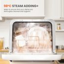 Countertop dishwasher with 6+3 programs, steam wash, baby care and fruit wash, no plumbing required, delayed start, 72 hour storage – white