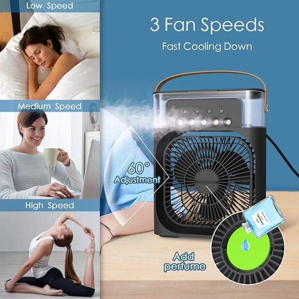 KEDESY Portable Air Conditioners Fan, 50 oz Tank Cooling fan,Evaporative Mini Air Cooler with 1-6H Timer,Personal Air Conditioner with 3 Speeds,7 LED Light, Portable AC for Room Office Desk Camping - Image 5