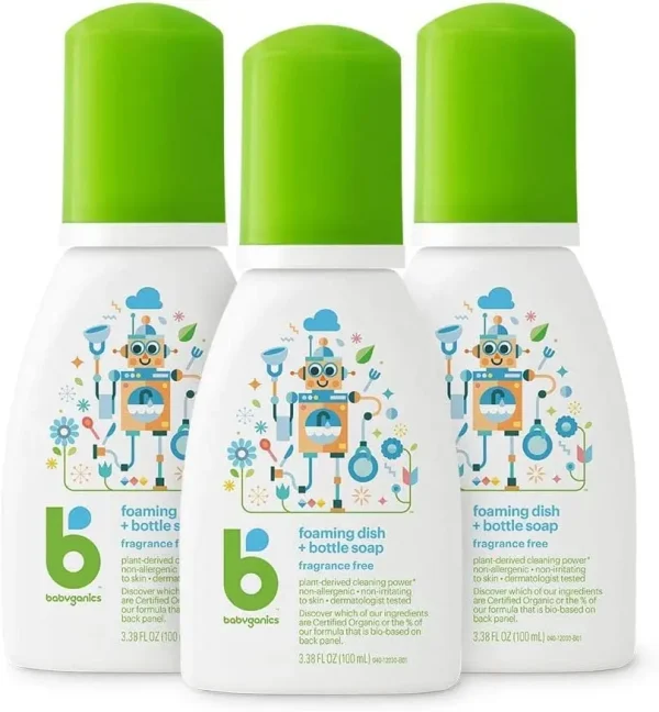 Babyganics Foaming Dish & Bottle Soap, Pump Bottle, Fragrance Free, Plant-Derived Cleaning Power, Removes Dried Milk, 16 Fl Oz, (Pack of 3), Packaging May Vary - Image 10
