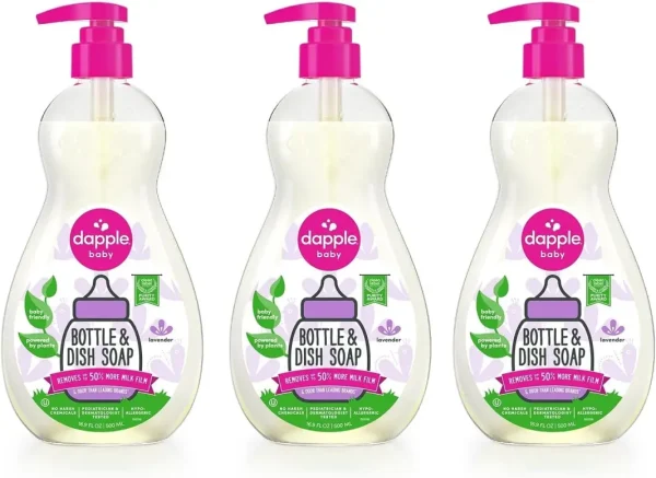 Dapple Baby, Bottle and Dish Soap Dish Liquid Plant Based Hypoallergenic 1 Pump Included, Packaging May Vary, Fragrance Free, 16.9 Fl Oz (Pack of 3) - Image 8