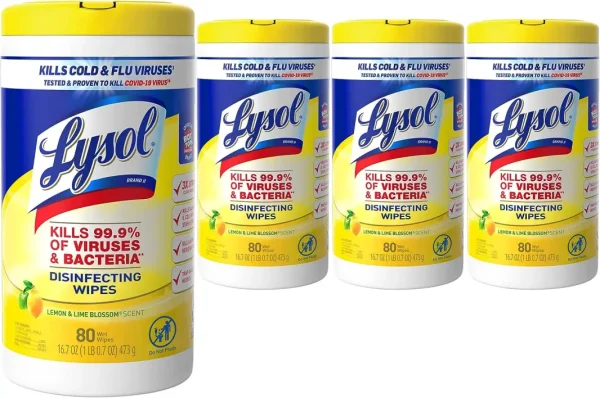 Surface Antibacterial Cleaning Wipes, For Disinfecting and Cleaning, Lemon and Lime Blossom, 80 Count (Pack of 4) - Image 4