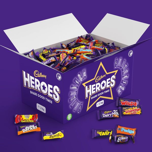 Cadbury Heroes Chocolate Bulk Sharing Box 2kg Milk Chocolates Individually Wrapped (Pack of 2) - Image 2