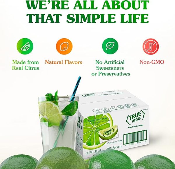 TRUE LIME Water Enhancer, Bulk Pack - 0.03 Ounce, 500 Count (Pack of 1)| Zero Calorie Unsweetened Flavoring For Bottled Water & Recipes | Flavor Packets Made with Real Limes(500 Packets) - Image 3