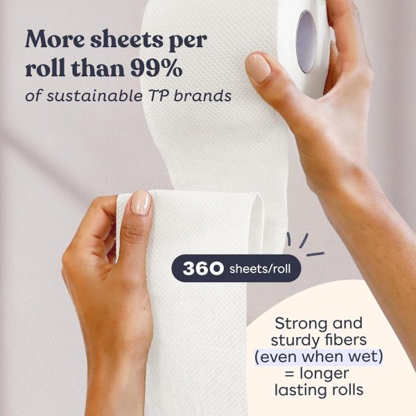Betterway Bamboo Toilet Paper 3 Ply - Sustainable Toilet Tissue - 60 Long-Lasting Rolls - 360 Sheets Per Roll - Septic Safe - Organic, Plastic Free - FSC Certified - PFAS Free - Image 4