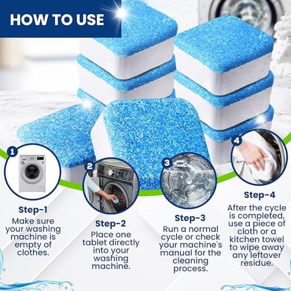 True Fresh Washing Machine Cleaner Tablets 25-Pack - Deep Cleaning Washer Cleaner Tablets for Top Loader, Front Load & HE - Cleans Drum, Tub seal & other Parts Descaler & septic safe - Image 2