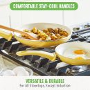GreenLife Soft Grip Healthy Ceramic Non-Stick 16-Piece Kitchen Cookware Set PFAS-Free Kitchenware with Lid Dishwasher Safe Yellow