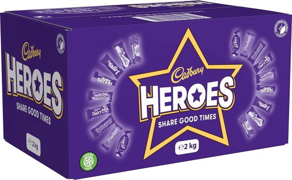 Cadbury Heroes Chocolate Bulk Sharing Box 2kg Milk Chocolates Individually Wrapped (Pack of 2) - Image 5