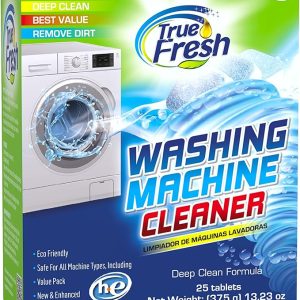 True Fresh Washing Machine Cleaner Tablets 25-Pack - Deep Cleaning Washer Cleaner Tablets for Top Loader, Front Load & HE - Cleans Drum, Tub seal & other Parts Descaler & septic safe
